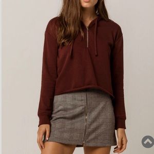 Half Zip Crop Hoodie